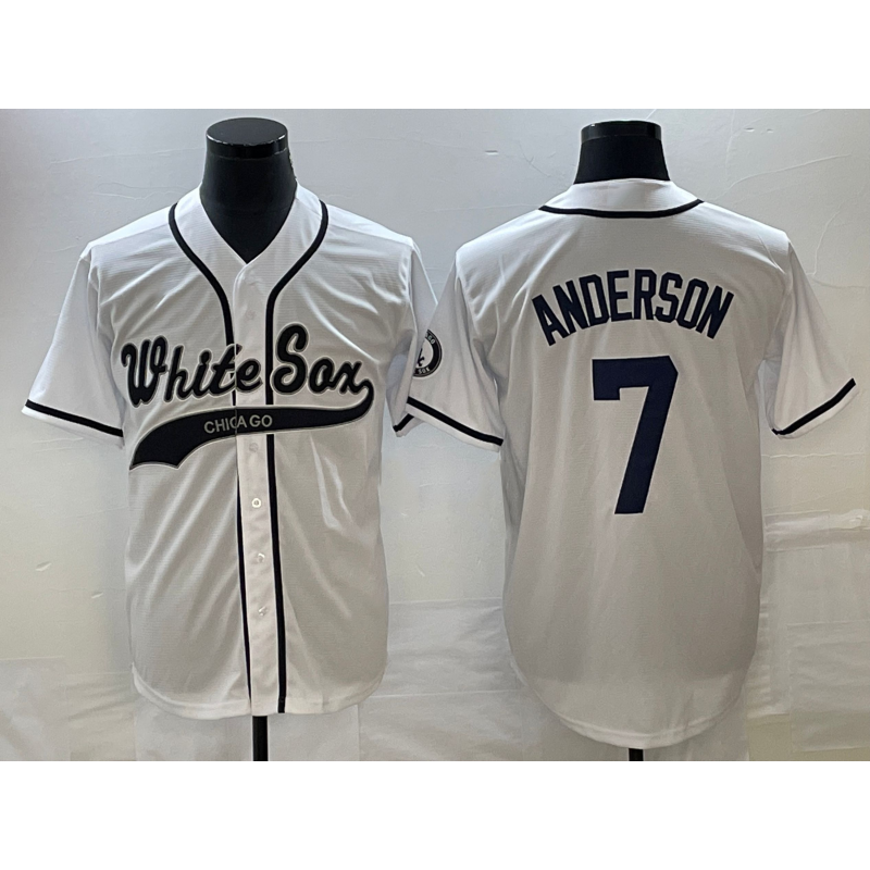 Chicago White Sox #7 Tim Anderson White HOLBERT Cool Base Stitched Jersey