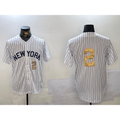 New York Yankees #2 Derek Jeter White HOLBERT Pinstripe Without Name Fashion Cool Base Jerseys