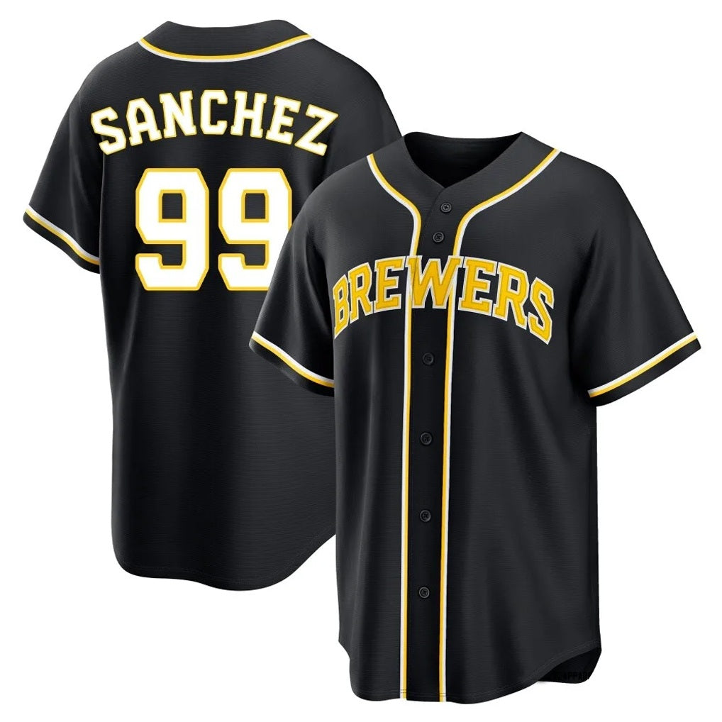 Milwaukee Brewers #99 Gary Sanchez Player Black HOLBERT Fashion Out Home Game Stitched Jerseys