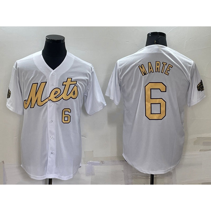 New York Mets #6 Starling Marte Number White HOLBERT 2022 All Star Stitched Cool Base Jersey