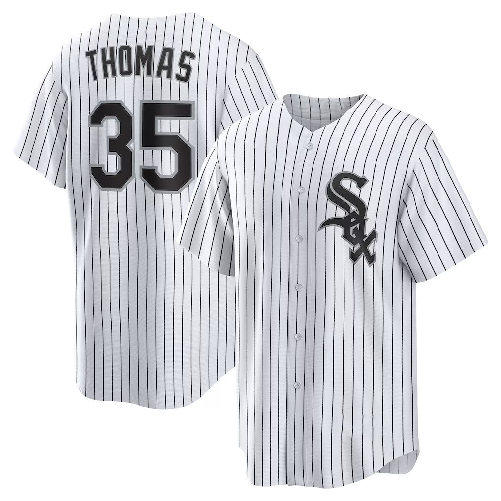 Chicago White Sox #35 Frank Thomas White HOLBERT Home Retired Player Replica Jersey