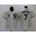 Chicago White Sox #7 Tim Anderson 2021 Cream HOLBERT Navy Field of Dreams Number Flex Base Stitched Jersey