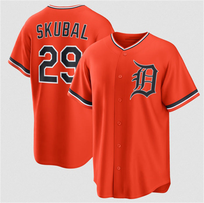 Detroit Tigers #29 Tarik Skubal Orange HOLBERT Alternate Stitched Jersey