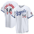 Kansas City Royals #14 Jac Caglianone USA 250 Fourth of July Home Stadium Jersey - White HOLBERT