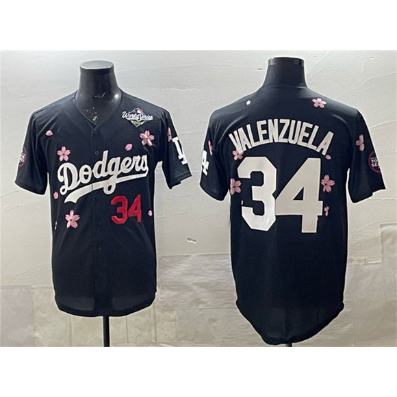 Los Angeles Dodgers #34 Fernando Valenzuela Black HOLBERT 2025 World Series Patch Tokyo Series Limited Stitched Jersey