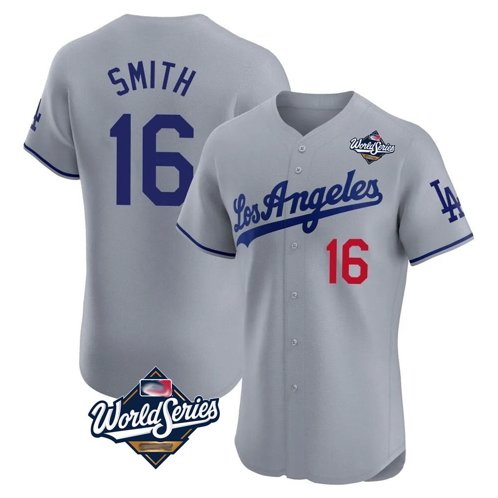 Los Angeles Dodgers #16 Will Smith Player Gray HOLBERT World Series Limited Elite Home Stitched Jerseys