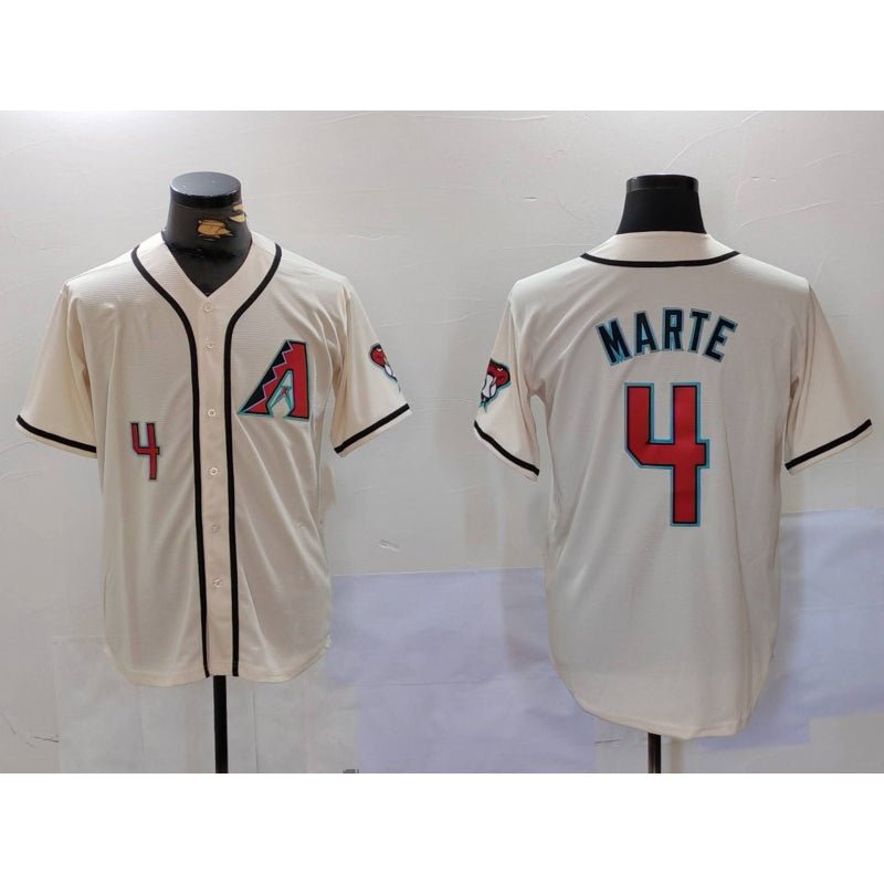 Arizona Diamondback #4 Ketel Marte Number Cream HOLBERT Cool Base Limited Stitched Jersey