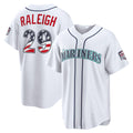 Seattle Mariners #29 Cal Raleigh USA 250 Fourth of July Home Stadium Jersey - White HOLBERT