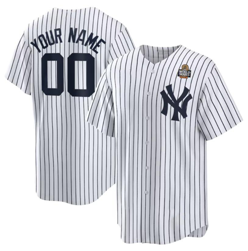 Custom New York Yankees Active Player White HOLBERT 2024 World Series Cool Base Stitched Jersey