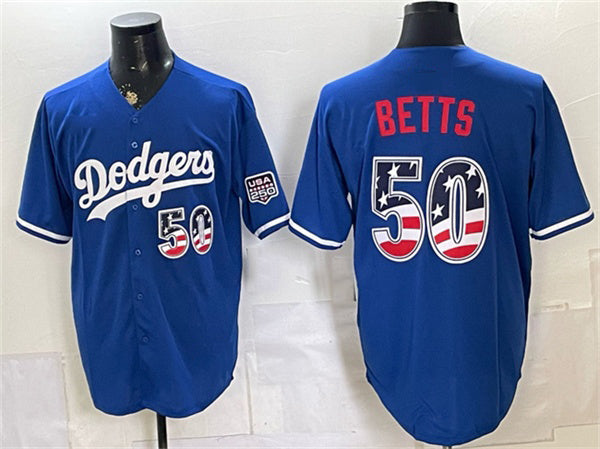 Los Angeles Dodgers #50 Mookie Betts Royal HOLBERT 250 Fourth of July Stitched Jersey