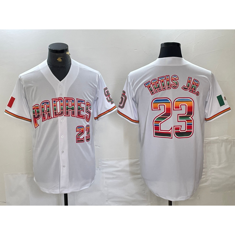 San Diego Padres #23 Fernando Tatis Jr Mexico White HOLBERT Cool Base Stitched Baseball Jersey