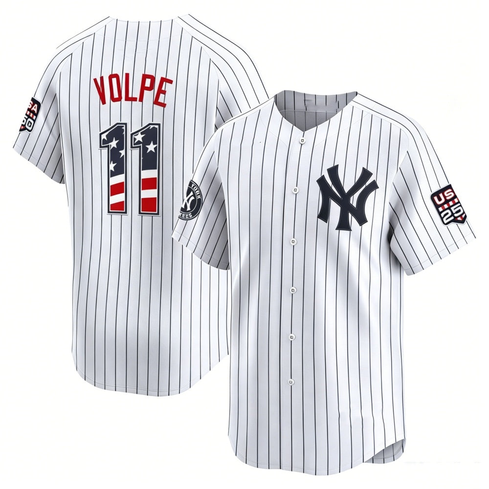 New York Yankees #11 Anthony Volpe White HOLBERT USA 250 Fourth of July Limited Stitched Jersey