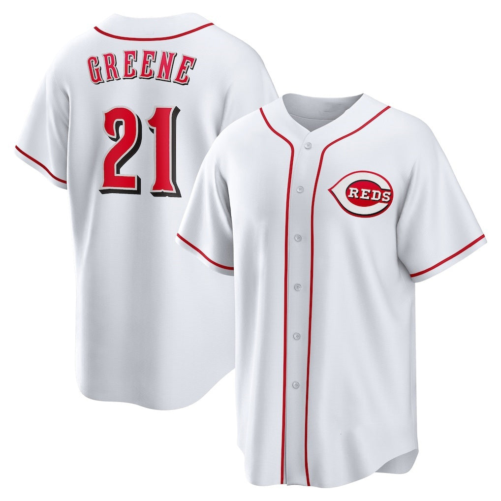 Cincinnati Reds #21 Hunter Greene White HOLBERT Home Replica Jersey