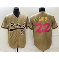 San Diego Padres #22 Juan Soto Tan HOLBERT Pinstripe 2023 City Connect Cool Base Stitched Jersey 2