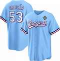 Texas Rangers #53 Adolis Garc¨ªa Blue HOLBERT 2023 World Series Cool Base Stitched Jersey