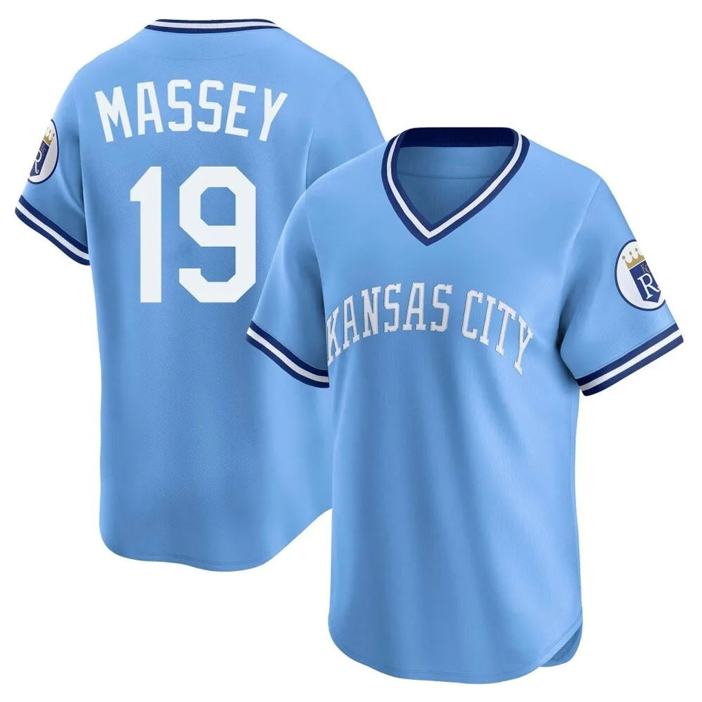 Kansas City Royals #19 Michael Massey Player Light Blue HOLBERT Limited Throwback Cooperstown Collection T-shirt Stitched Jerseys