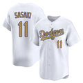 Los Angeles Dodgers #11 Roki Sasaki Player White Gold HOLBERT Collection Limited Home Stitched Jerseys
