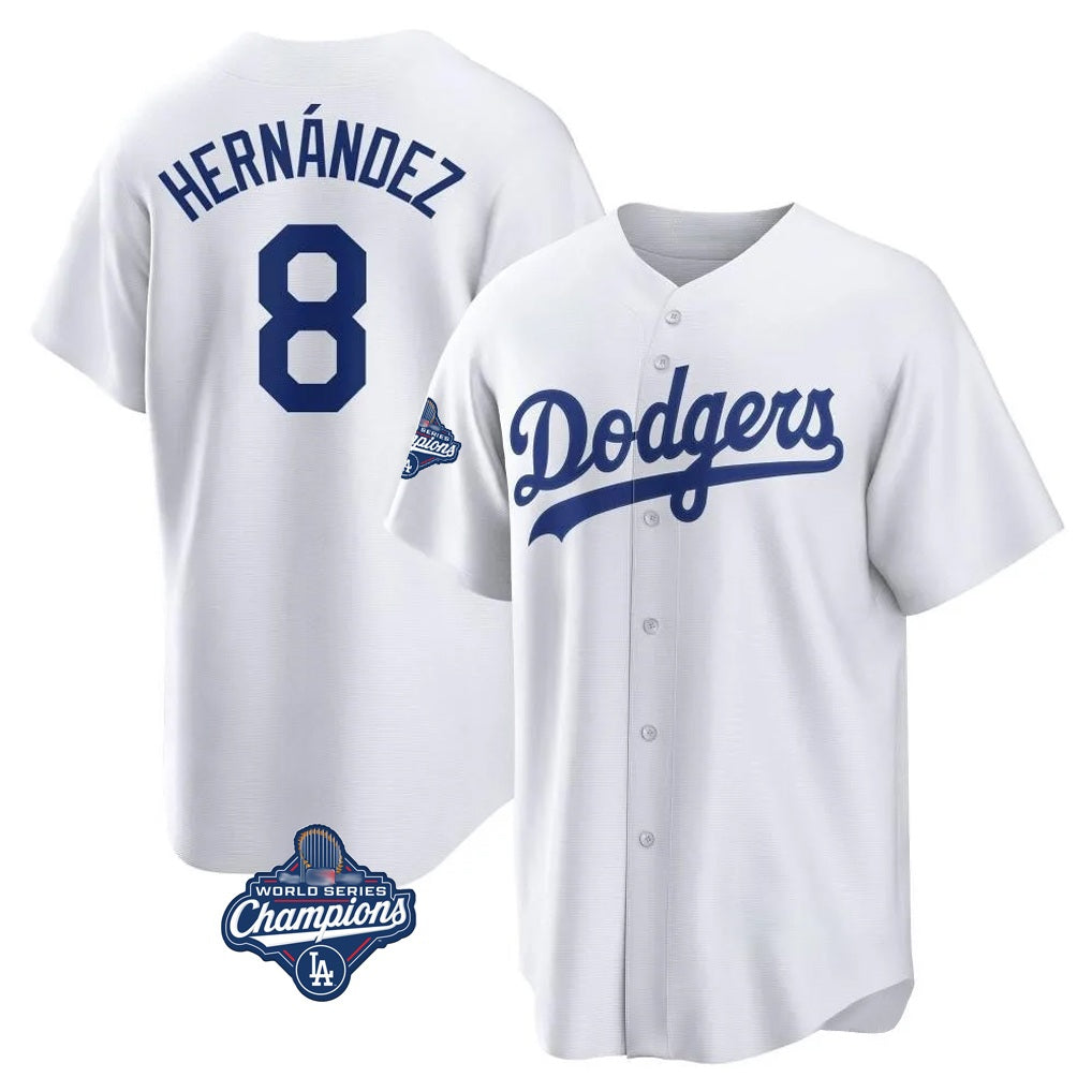 Los Angeles Dodgers #8 Enrique Hern¨¢ndez Player White HOLBERT World Series Meet Game Home Stitched Jerseys