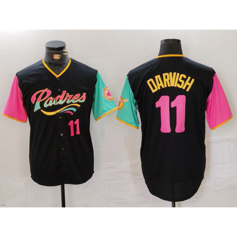 San Diego Padres #11 Yu Darvish Black HOLBERT Player Number Fashion Jersey