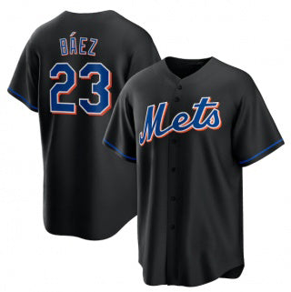 New York Mets #23 Javier B¨¢ez Black HOLBERT 2022 Cool Base Stitched Jersey
