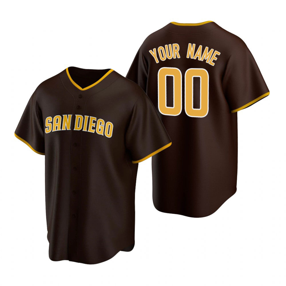 Custom San Diego Padres Brown HOLBERT 2020 Stitched Cool Base Road Jersey