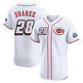 Cincinnati Reds #28 Eugenio Su¨¢rez Player White HOLBERT Speedway Classic Limited Elite Home Stitched Jerseys