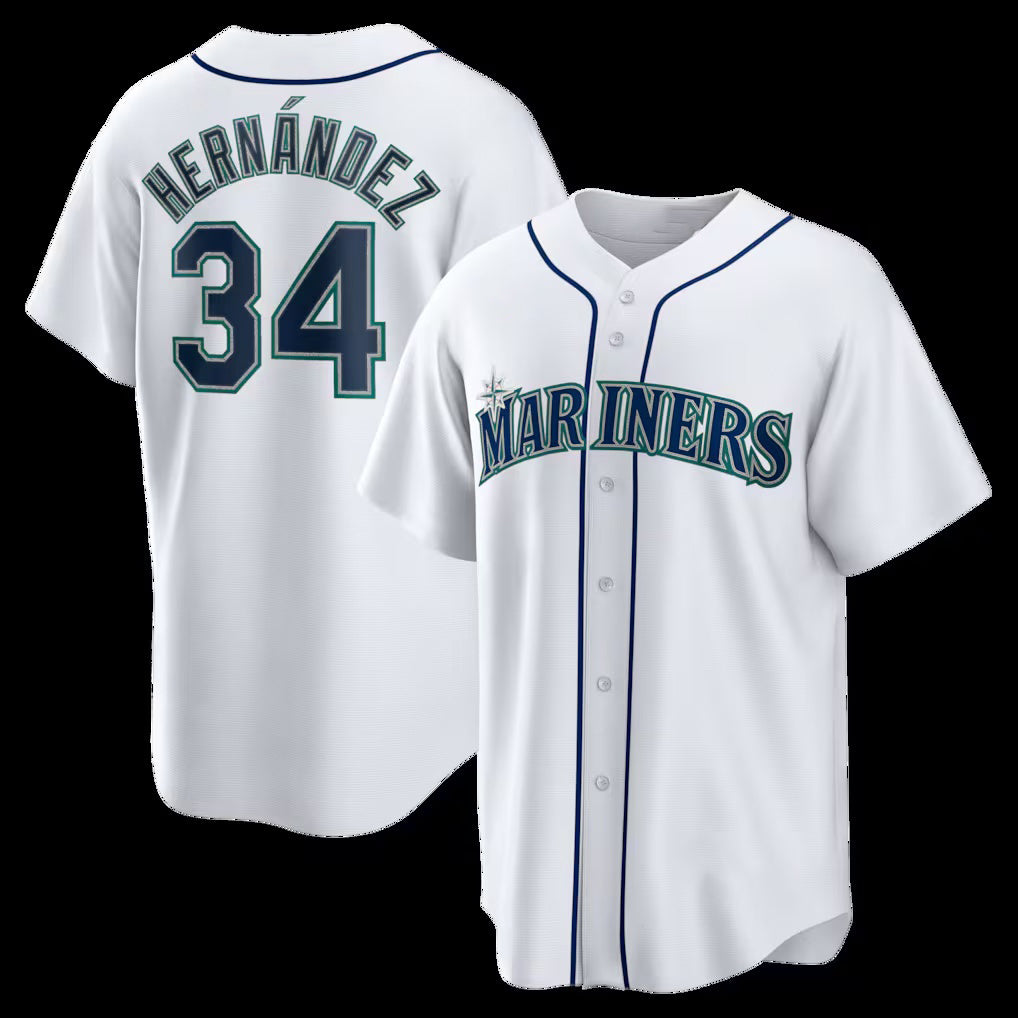 Seattle Mariners #34 Felix Hernandez White HOLBERT Home Retired Player Replica Jersey