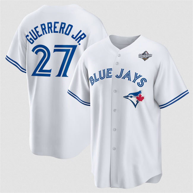 Toronto Blue Jays #27 Vladimir Guerrero Jr. White HOLBERT 2025 World Series Home Cool Base Stitched Jersey