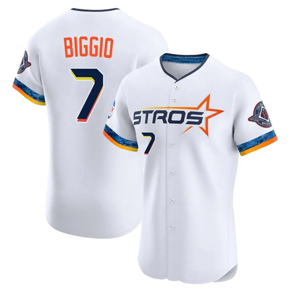 Houston Astros #7 Craig Biggio Player White HOLBERT City Connect Limited Elite Home Stitched Jerseys