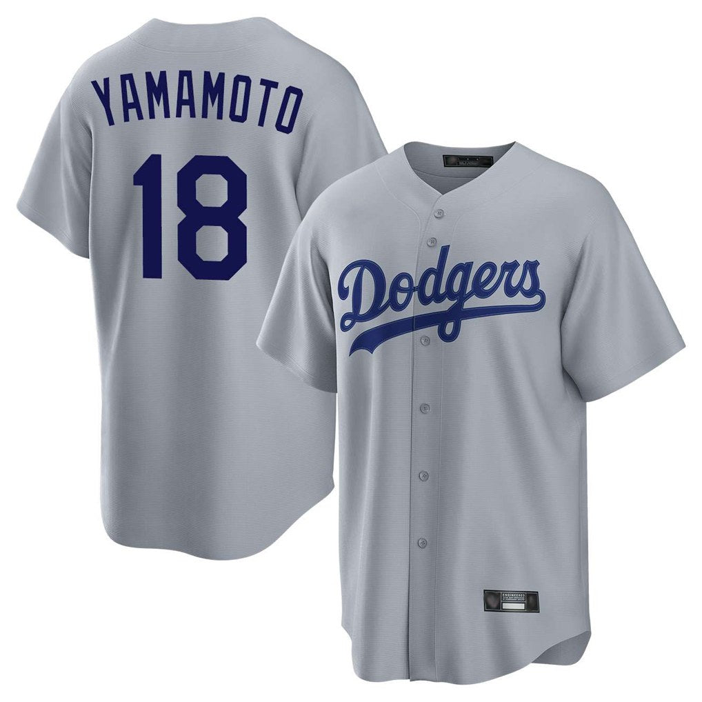 Los Angeles Dodgers #18 Yoshinobu Yamamoto Player Gray HOLBERT Game Stitched Jerseys