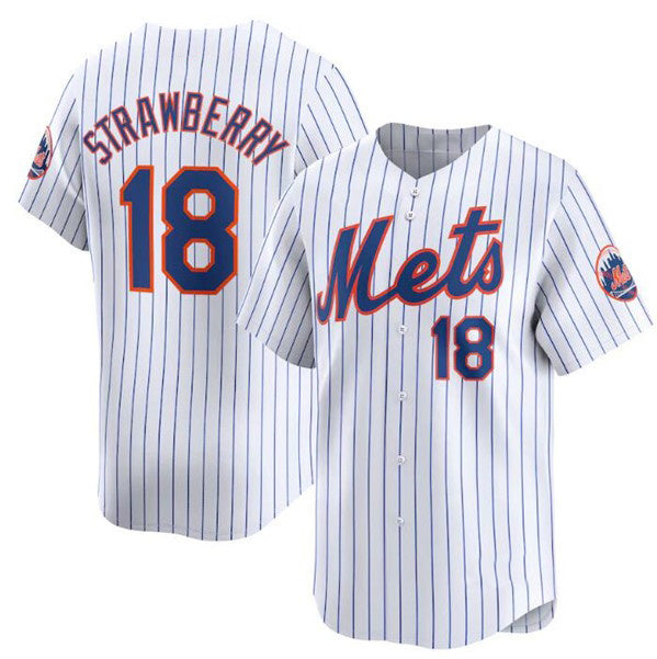 New York Mets #18 Darryl Strawberry White HOLBERT 2024 Home Limited Stitched Jersey