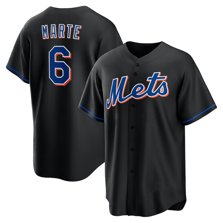 New York Mets #6 Starling Marte Black HOLBERT Stitched Cool Base Jersey