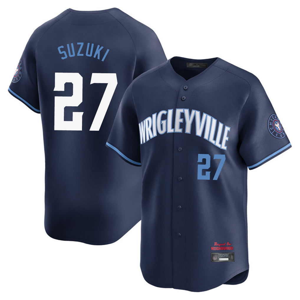 Chicago Cubs #27 Seiya Suzuki Player Navy HOLBERT City Connect Limited Home Stitched Jerseys