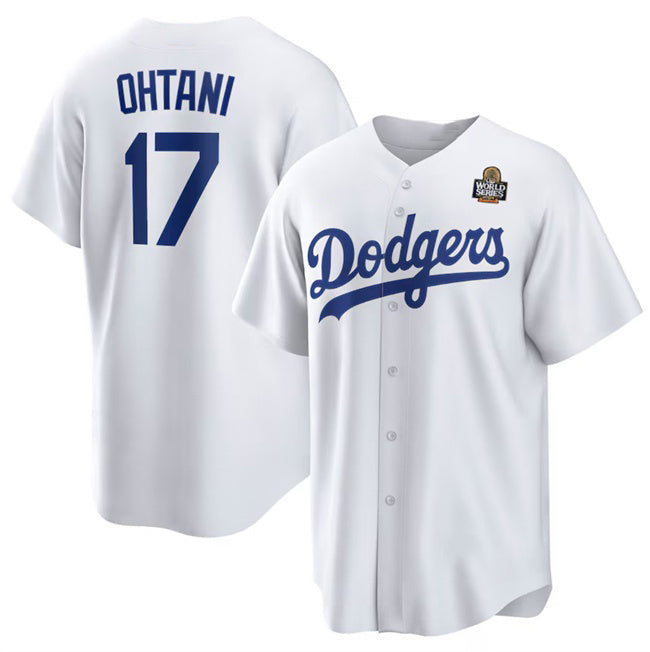 Los Angeles Dodgers #17 Shohei Ohtani White HOLBERT 2024 World Series Cool Base Stitched Jersey