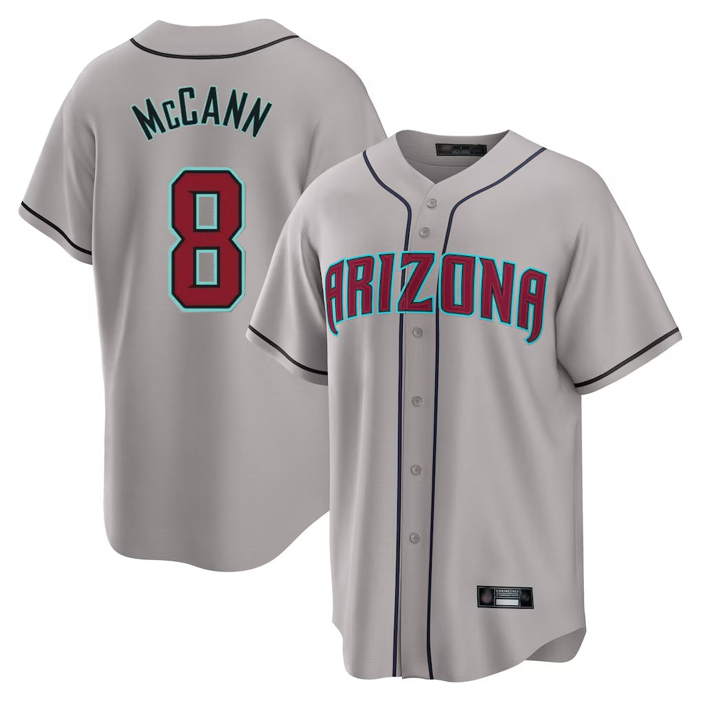 Arizona Diamondbacks #8 James McCann Player Gray HOLBERT Road Home Game Stitched Jerseys