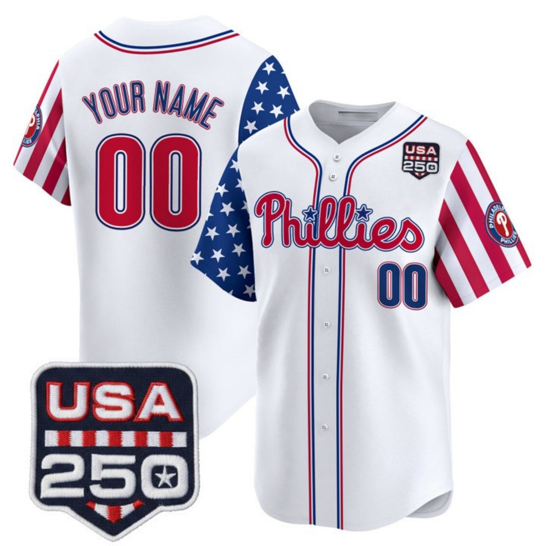 Custom Philadelphia Phillies America 250 Edition Vapor Premier Limited White HOLBERT Stitched Jerseys-1