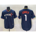 Houston Astros #1 Carlos Correa Navy HOLBERT 2025 City Connect With Texas Patch Limited Stitched Jersey
