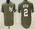 New York Yankees #2 Derek Jeter Olive HOLBERT Pinstripe 2026 Armed Forces Day Salute To Service Jersey