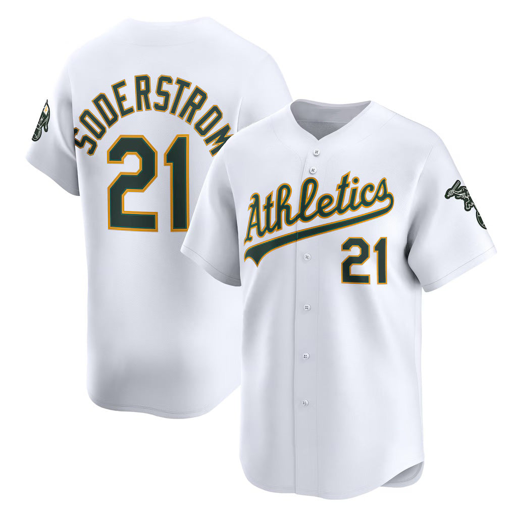 Oakland Athletics #21 Tyler Soderstrom White HOLBERT Home Limited Player Jersey 2