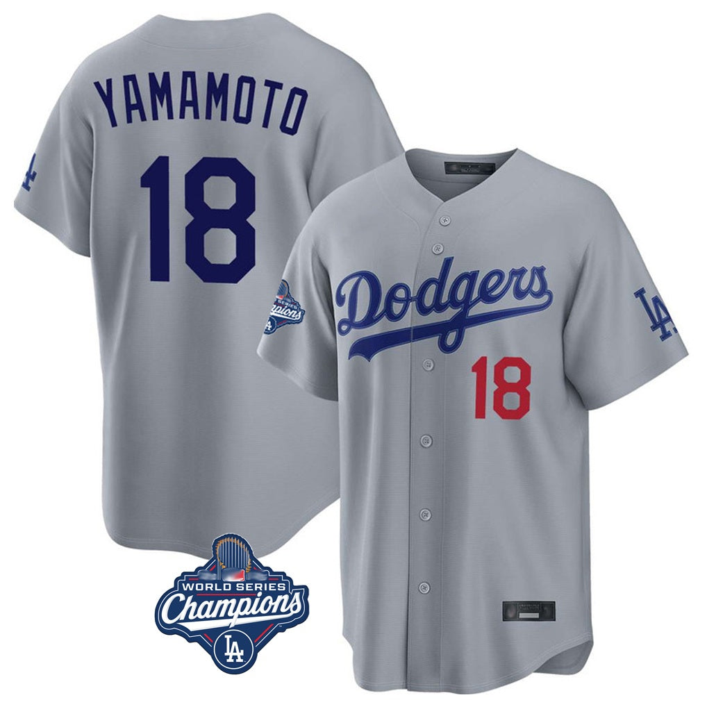 Los Angeles Dodgers #18 Yoshinobu Yamamoto Player Gray HOLBERT World Series Meet Game Home Stitched Jerseys
