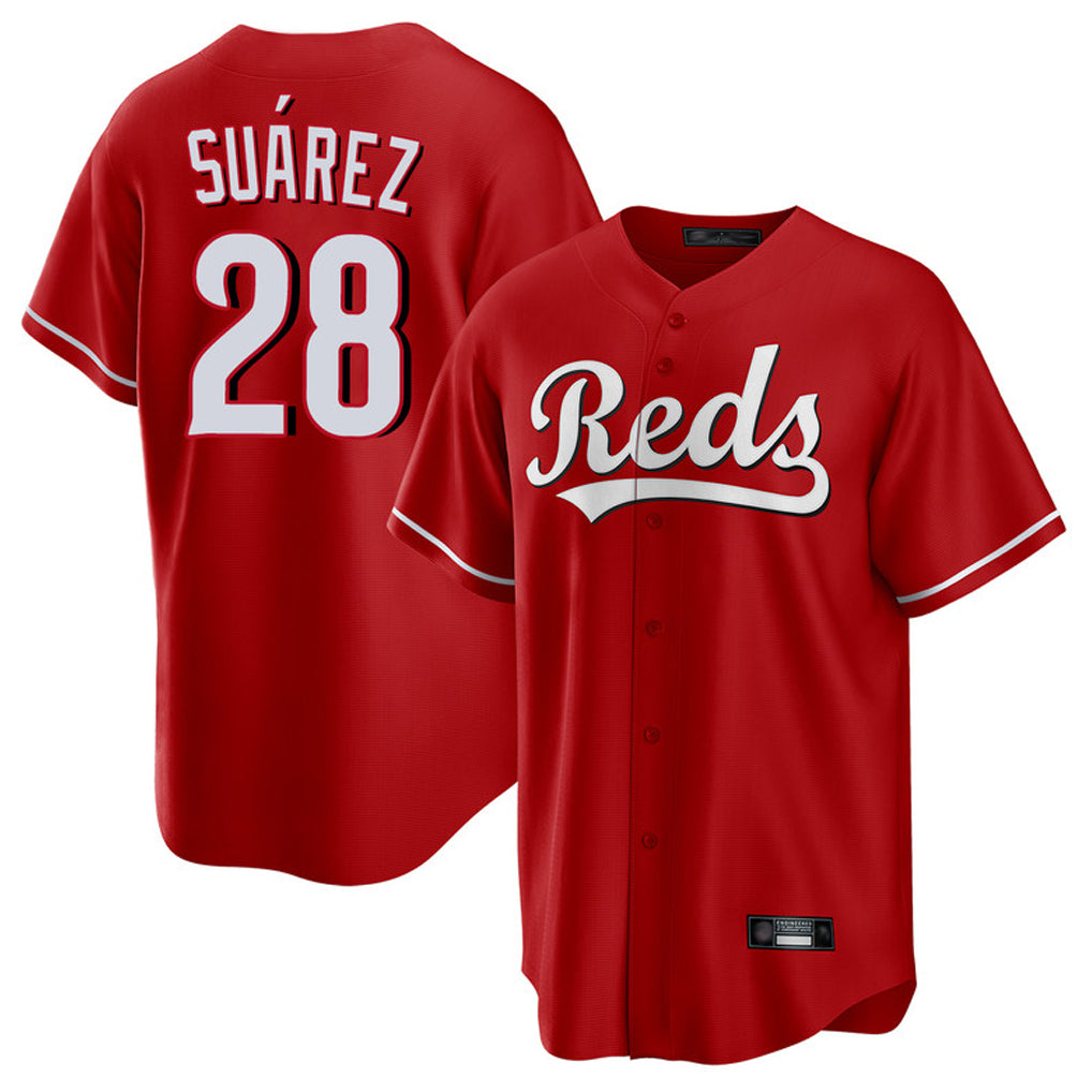 Cincinnati Reds #28 Eugenio Su¨¢rez Player Red HOLBERT Home Game Stitched Jerseys