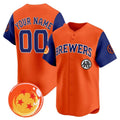 Custom Milwaukee Brewers x Dragon Ball Royal Orange HOLBERT Vapor Premier Limited Jersey - All Stitched