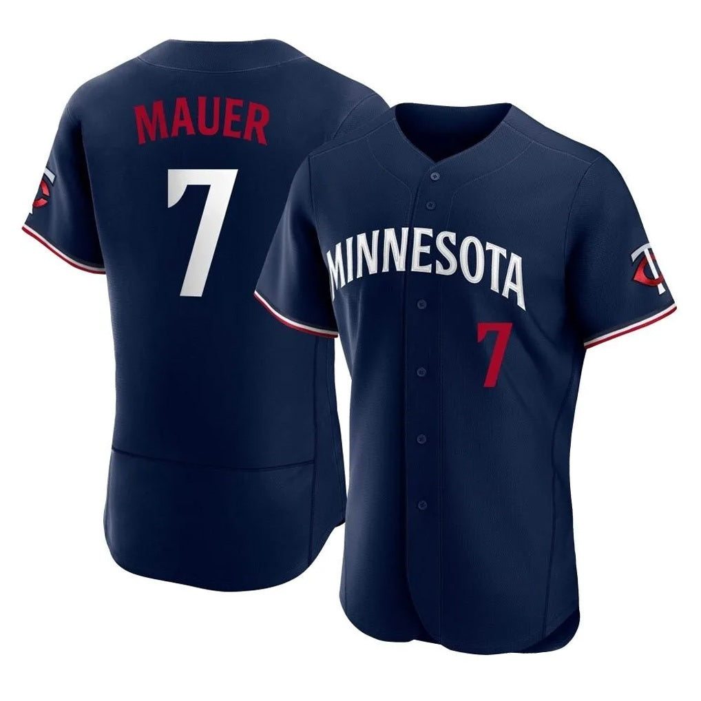 Minnesota Twins #7 Joe Mauer Player Navy HOLBERTReplica Home Limited Elite Stitched Jerseys