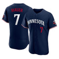 Minnesota Twins #7 Joe Mauer Player Navy HOLBERTReplica Home Limited Elite Stitched Jerseys