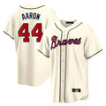 Atlanta Braves #44 Hank Aaron Player Cream HOLBERT Home Game Stitched Jerseys