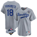 Los Angeles Dodgers #18 Yoshinobu Yamamoto Player Gray HOLBERT World Series Game Limited Home Stitched Jerseys