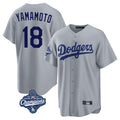 Los Angeles Dodgers #18 Yoshinobu Yamamoto Player Gray HOLBERT World Series Meet Game Stitched Jerseys
