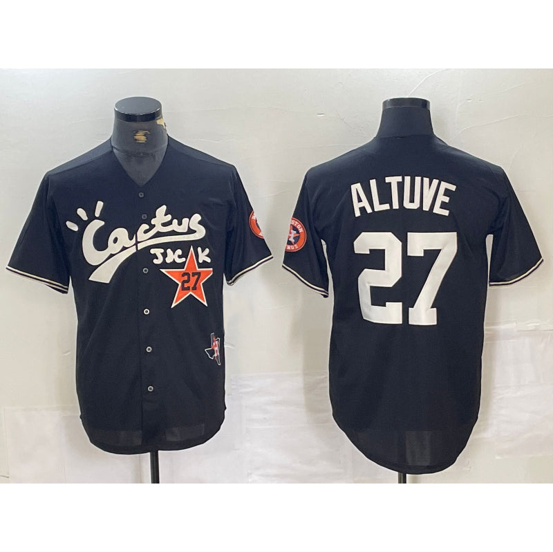 Houston Astros #27 Jose Altuve Black HOLBERT Cactus Jack Cool Base Jersey