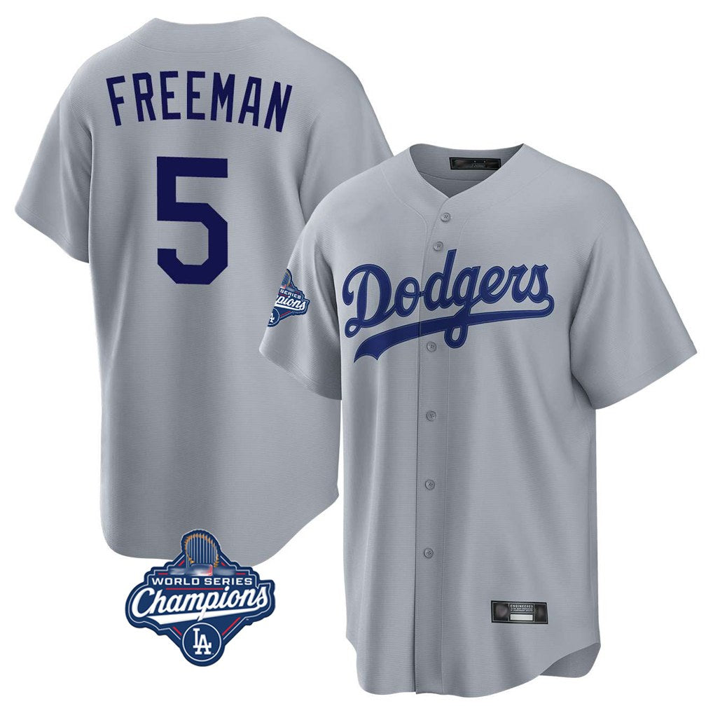 Los Angeles Dodgers #5 Freddie Freeman Player Gray HOLBERT World Series Meet Game Stitched Jerseys