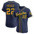 Milwaukee Brewers #22 Christian Yelich Player Navy HOLBERT Home Limited Elite Stitched Jerseys